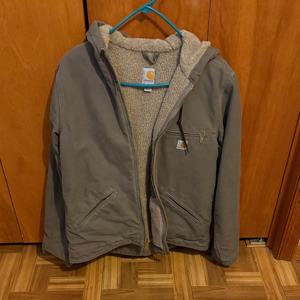 Carhartt Women Gray Jacket with Cozy Lining hoodie medium 8-10
